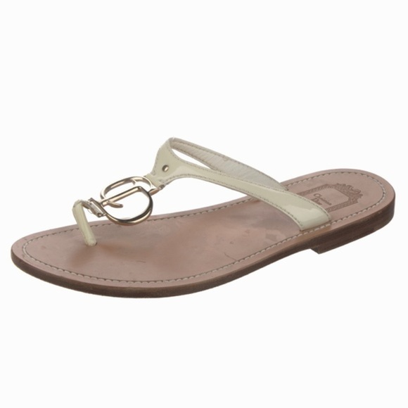 Christian Dior CD Logo Detail T Strap Sandals - Picture 1 of 7